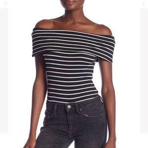 We The Free Off the Should Striped Top